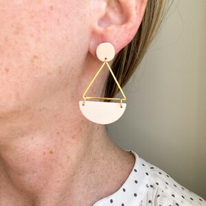 Triangle Drop Earrings, Wood, Nickel Free image 3