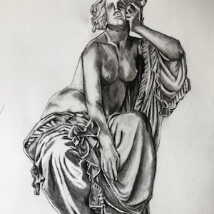 Print of Original Charcoal Sculpture Study Illustration - La Comedie by C. Ricketts