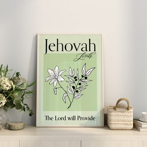 Names of God Printable Wall Art, Jehovah Jireh, The Lord Will Provide