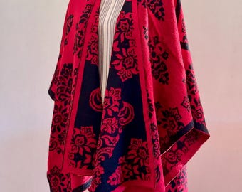 Reversible Baby Alpaca Ruana Cape: Women's Wool Poncho Wrap