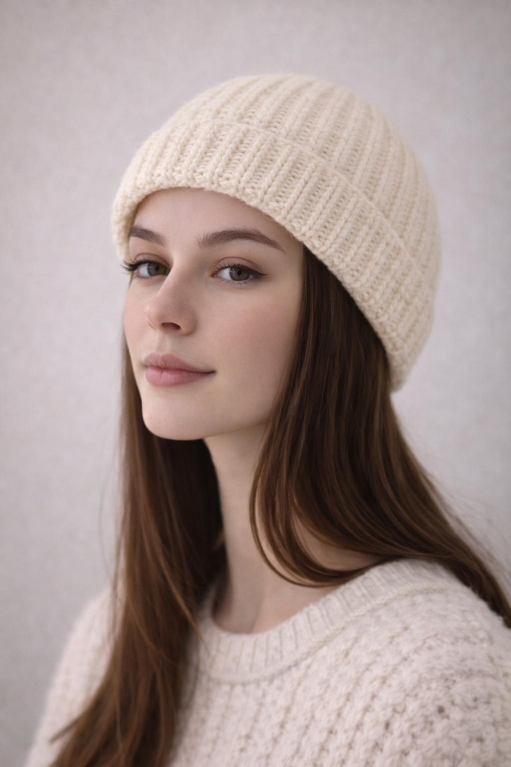 Luxury Baby Alpaca Short Beanie – Minimalist Rib Knit  display picture 3