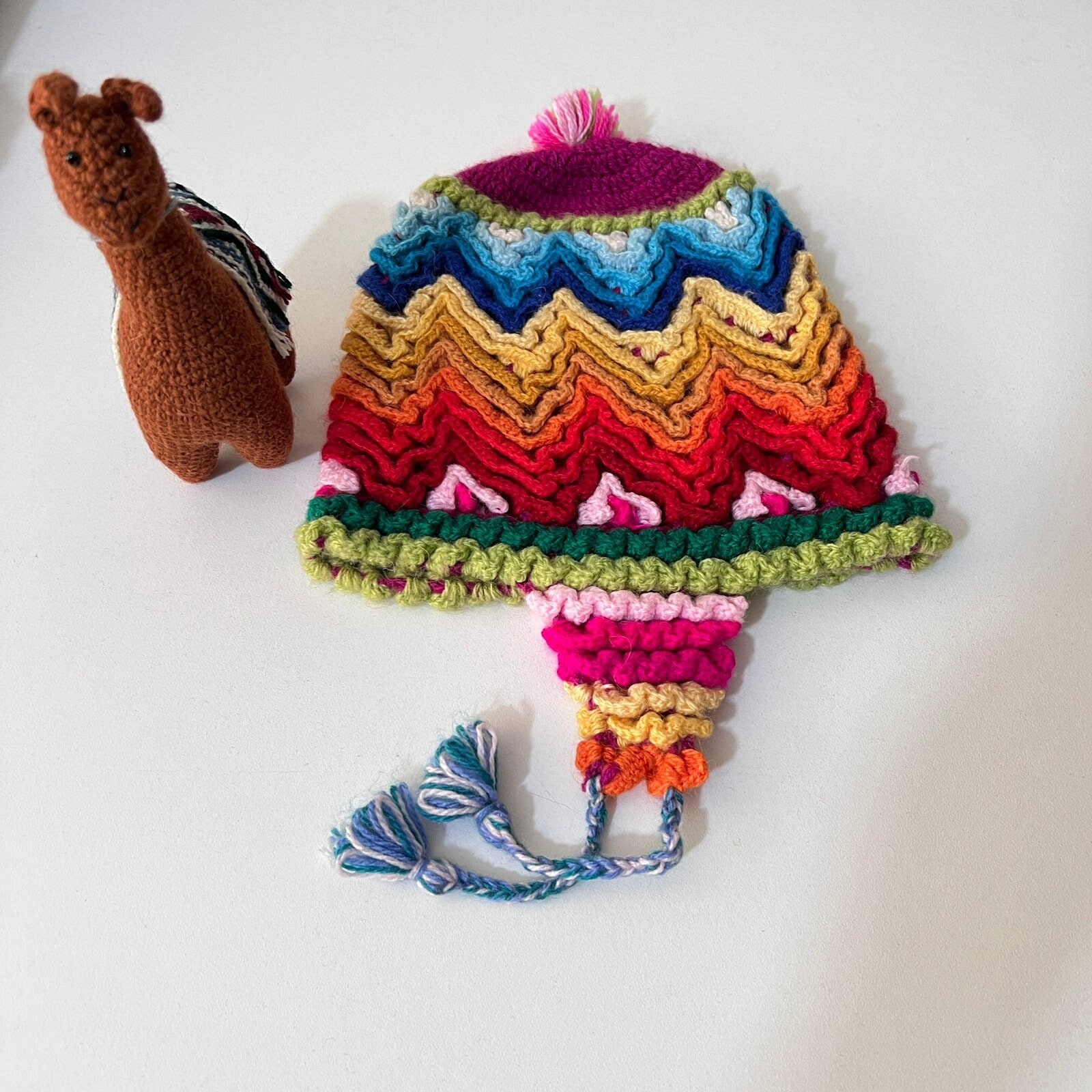 Peruvian Chullo Woven in Multicolored Sheep Wool Andean 