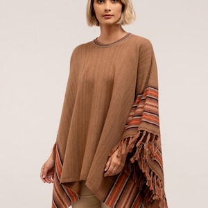 100% Baby Alpaca Knit Poncho with Traditional Peruvian Design | Lightweight, Soft, and All-Season Wear