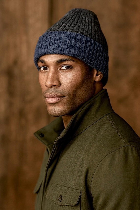 Reversible Baby Alpaca Ribbed Beanie: Luxury Peruvian Knit  display picture 1