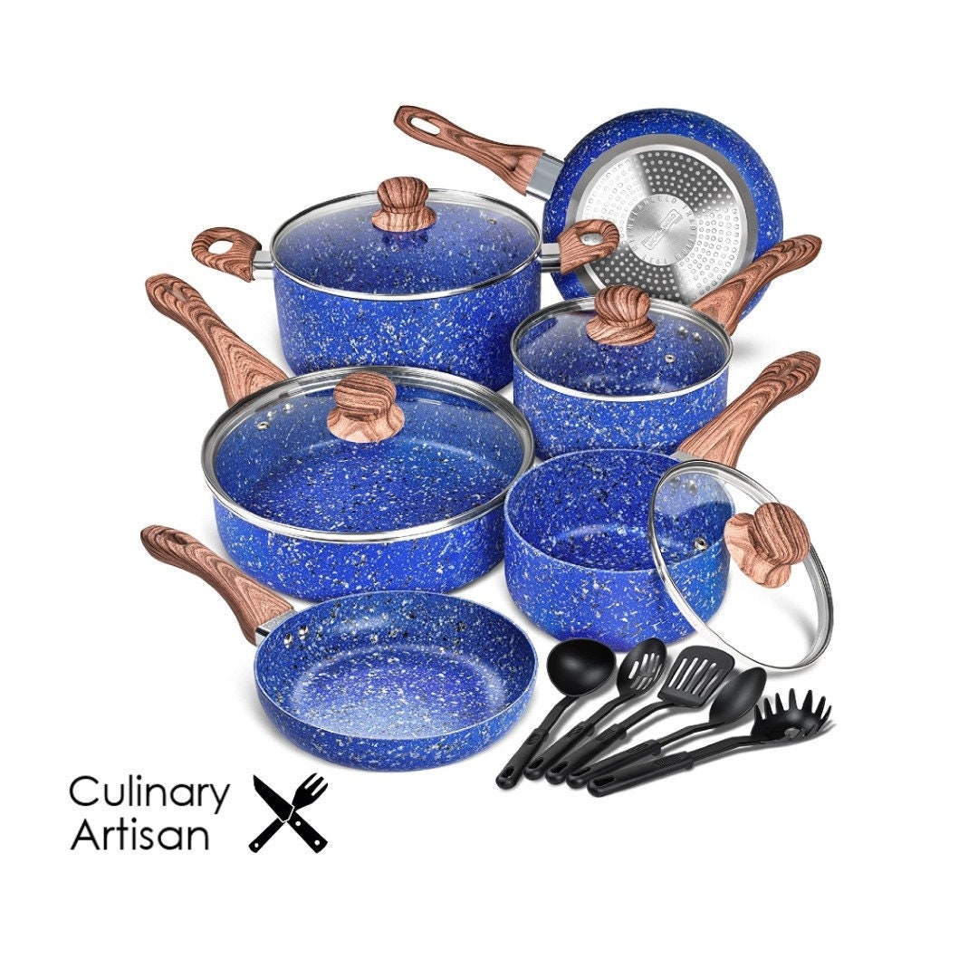 Buy Wholesale China 8 Piece Pots Pans Set Pressed Non Stick Blue Color  Aluminum Cookware Set & Cookware Set at USD 52