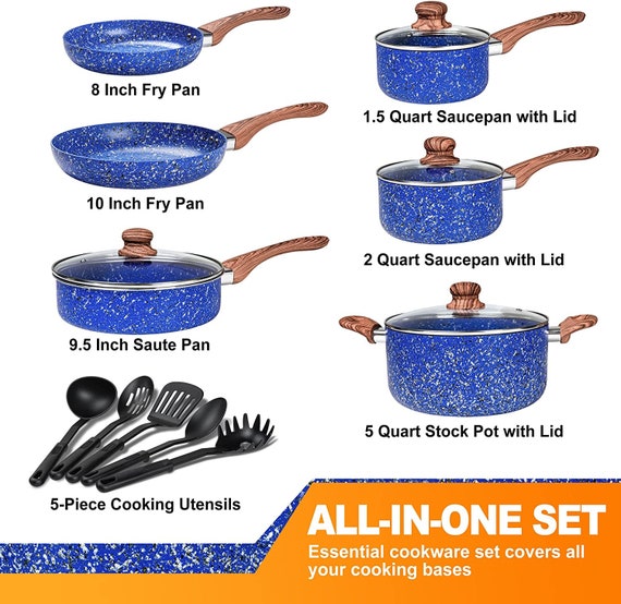 MICHELANGELO Stone Cookware Set 10 Piece, Ultra Nonstick Pots and