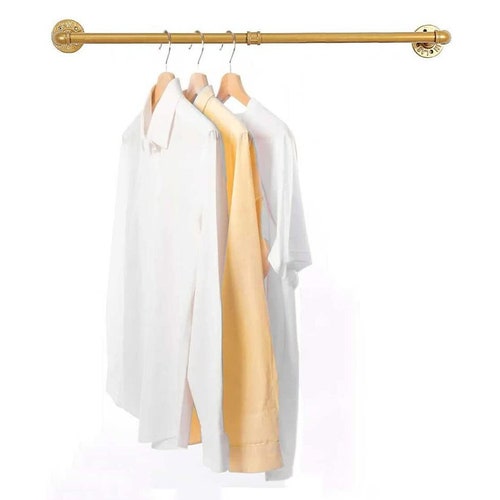 Gold Industrial Pipe Clothing Rack Hanging Rod for Closet - Etsy