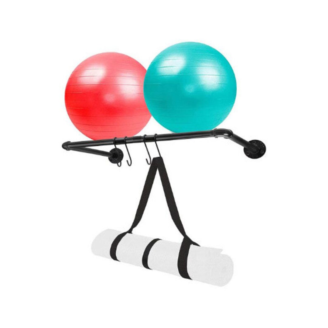 Wall Mount Storage Rack Gym Ball Yoga Mat Organizer Holder Industrial