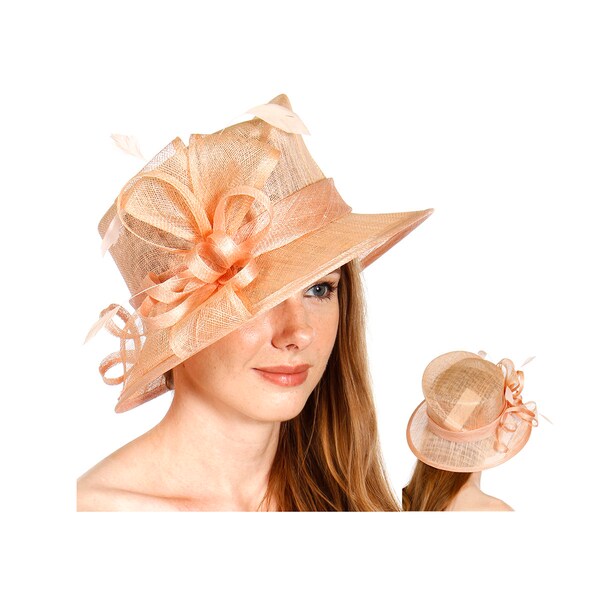 DRESS HATS | Kentucky Derby Hats for Women Tea Party Church Dress Hat | Sinamay with Feather