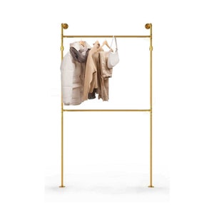 Heavy Duty 3/4" Industrial Pipe Clothing Rack, Hanging Rod for Closet, Wall Mounted Multi Purpose (37x74 MariGold)