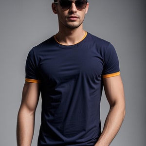 Patron de couture de t-shirt homme coupe slim, t-shirt passepoilé pour homme, patron de couture de t-shirt, patron de couture homme, taille homme 36 à 56, S à 4 XL