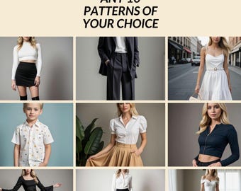 Beginner Sewing Patterns Bundle, Women Sewing Patterns, Men Sewing Patterns, Dress Pattern, Skirt Pattern, Kids' Sewing Patterns