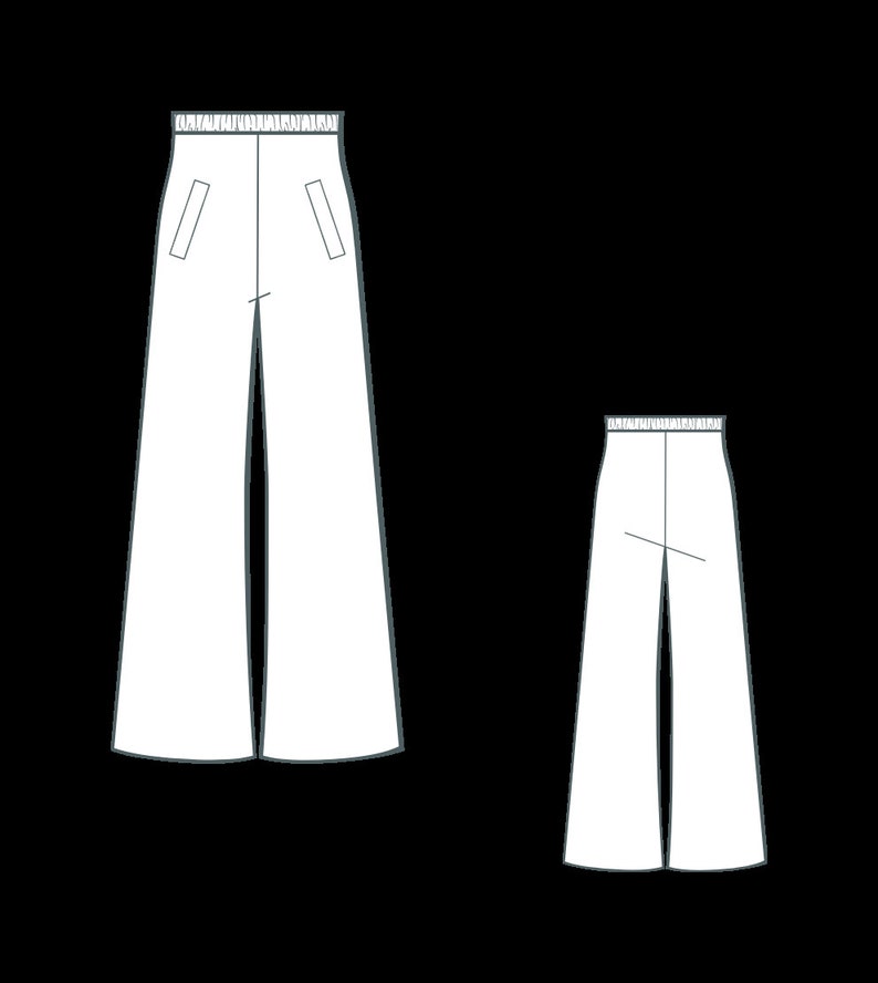 Puede incluir: Dos pares de pantalones de pierna ancha, uno m&aacute;s largo que el otro, con pierna recta y cintura.