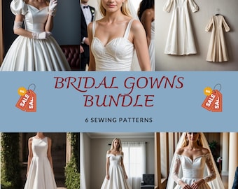 Paquete de patrones de costura para vestidos de novia: Boda, cóctel, vestido de cuento de hadas (A4 A0 XS-4XL) (Patrón en PDF)