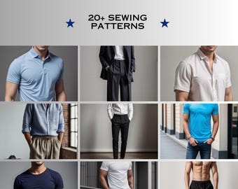 Paquete de patrones de costura para hombre: traje, camisa y pantalón (tallas XS-4XL) (descarga en PDF)