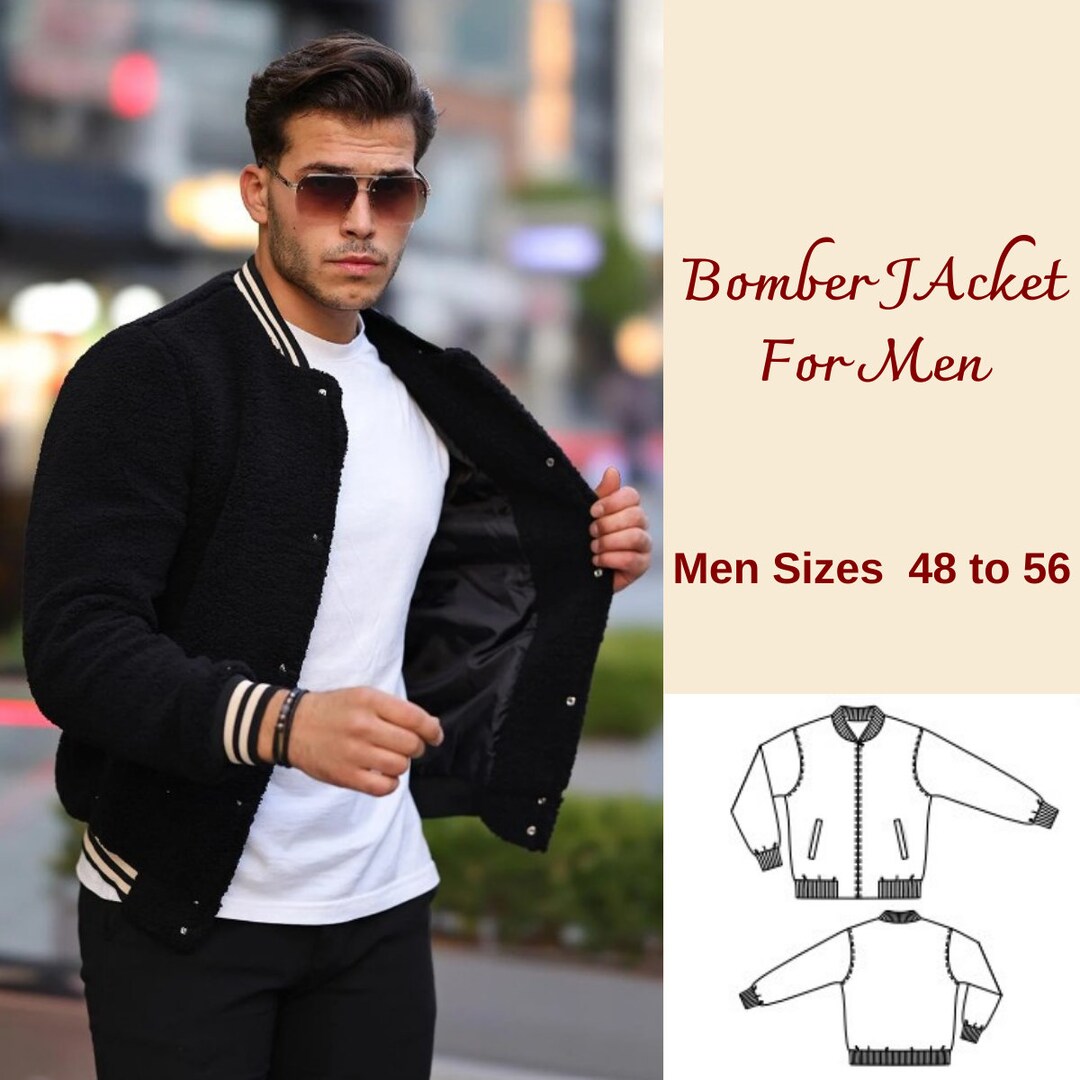 Bomber Jacket for Men Pdf Sewing Pattern, Men's Overshirt Jacket Sewing ...