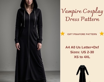 Vampire Cosplay Dress Sewing Pattern: Gothic Witch Costume (XS-4XL) (Digital Download)