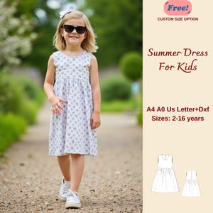 Girl&#39;s Sleeveless Summer Dress Sewing Pattern (Sizes 2-16) (Digital Download)