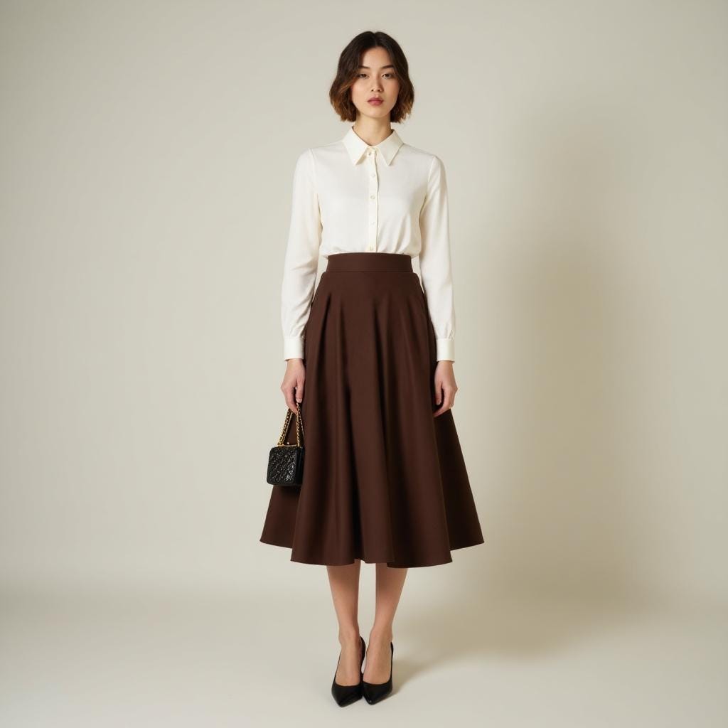 Cottagecore Vintage Midi Skirt Sewing Pattern, Full Circle