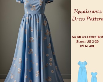 Renaissance Dress Sewing Pattern: Ball Gown, Princess, Regency, Victorian (PDF Pattern, XS-4XL)