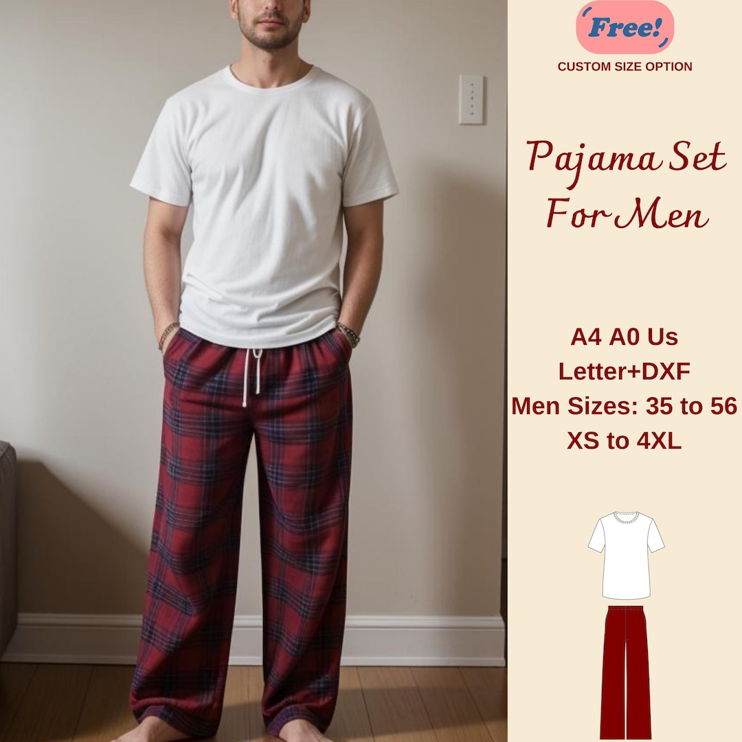 Men's Pajama Set Bundle Sewing Pattern, Men Pajama Pattern, Pajama ...