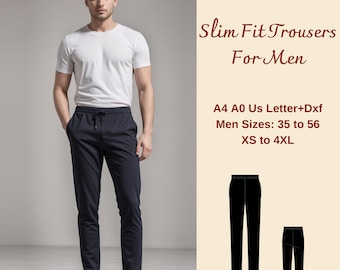 Patron de couture de pantalons slim fit pour hommes, patron de pantalons pour hommes, pantalons d'été pour hommes, couture de pantalons au format PDF, hommes Taille : 35 à 56 TP-4TG