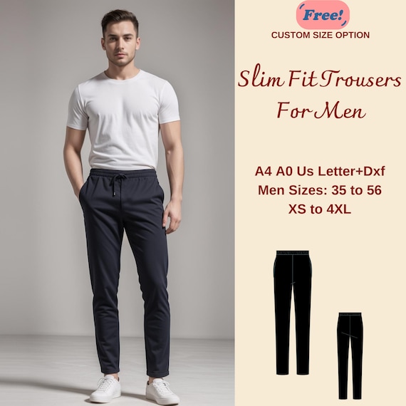 Men's Slim Fit Pants Sewing Pattern, Men's Pants Pattern, Men's Summer Pants, Pants Trousers PDF Sewing, Men Size: 35 to 56 XS-4XL