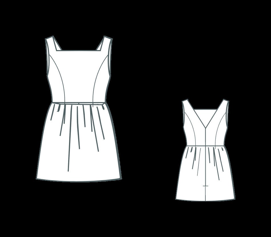 Backless Mini Gathered Dress Sewing Pattern, Gathering Skirt Backless Mini Gathered Dress Sewing Pattern, Gathering Skirt