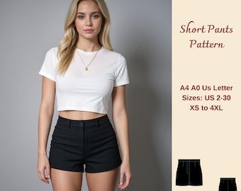 Slim Fit Shorts Sewing Pattern: Short Pants For Women (XS-4XL) (PDF Pattern