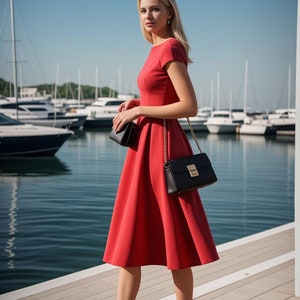 Boat Neck Midi Summer Dress Sewing Pattern, Easy Dress Pattern, Evening Dress, Cocktail Dress, Circle Dress Pattern, Prom Dress, XS-4XL image 4