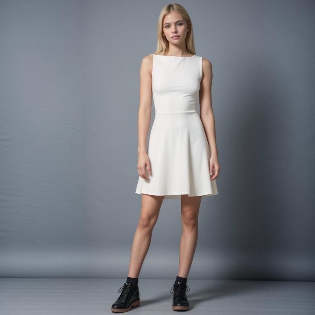 Long Sleeve Bateau Neck Knit Mini Dress With Circle Cutouts
