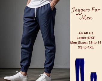 Patron de couture de pantalons de jogging pour hommes, motifs de jogging, pantalons de jogging, motif de pantalons de survêtement pour hommes, motif de pantalons pour hommes, hommes tailles : 35 à 56 TP-4XL