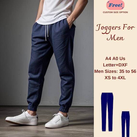 Men's Joggers Sewing Pattern, Jogger Patterns, Jogger Pants, Sweatpants pattern for men, Men pants pattern, Men Size: 35 to 56 XS-4XL