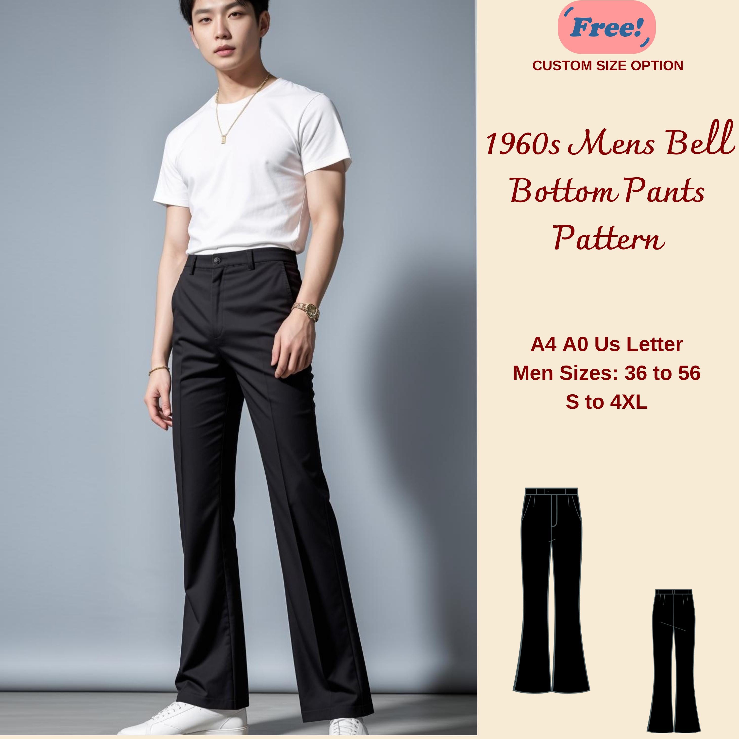 Mens Flare Pants Sewing Pattern 1960s Mens Bell Bottom Pants Disco Pants 1970s Pants Men s Pants Pattern Men Size 36 to 56 S 4XL Etsy