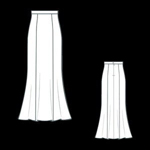 Satin Maxi Trumpet Skirt Sewing Pattern, Maxi Skirt Sewing Pattern, Long Skirt Pattern, Plus Size Pattern, Elastic Waist Skirt, XS-4XL image 2