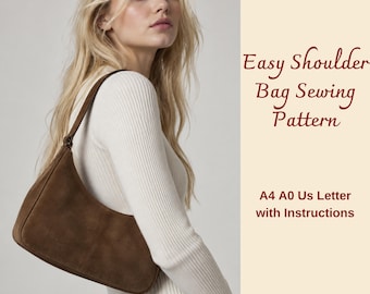 Easy Shoulder Bag Sewing Pattern, Women's Handbag, Hobo Bag, Instant Download