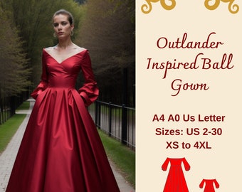 Off Shoulder Renaissance Dress Sewing Pattern: Outlander, Cosplay (PDF Pattern)
