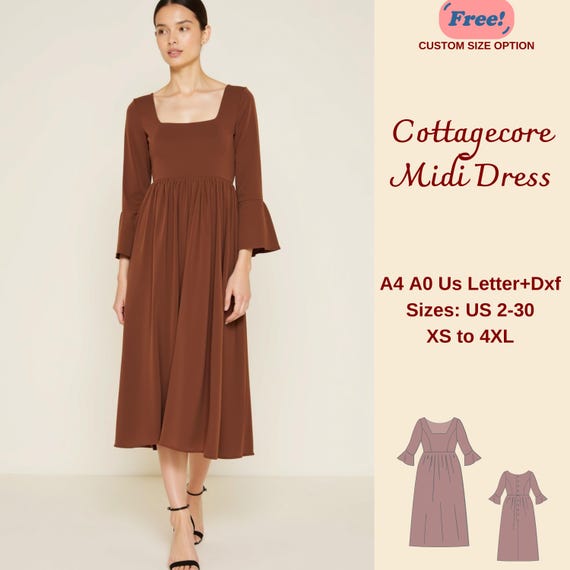 cottagecore dress pattern free Everlyn Dress Pattern, Cottagecore Dress Pattern, Digital PDF Sewing Pattern,  Women Summer Dress, Us Letter-a4-a0 Format, Size XS-4XL