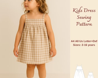 Naaipatroon kinderjurk: maten: 2-16 jaar (digitale download)