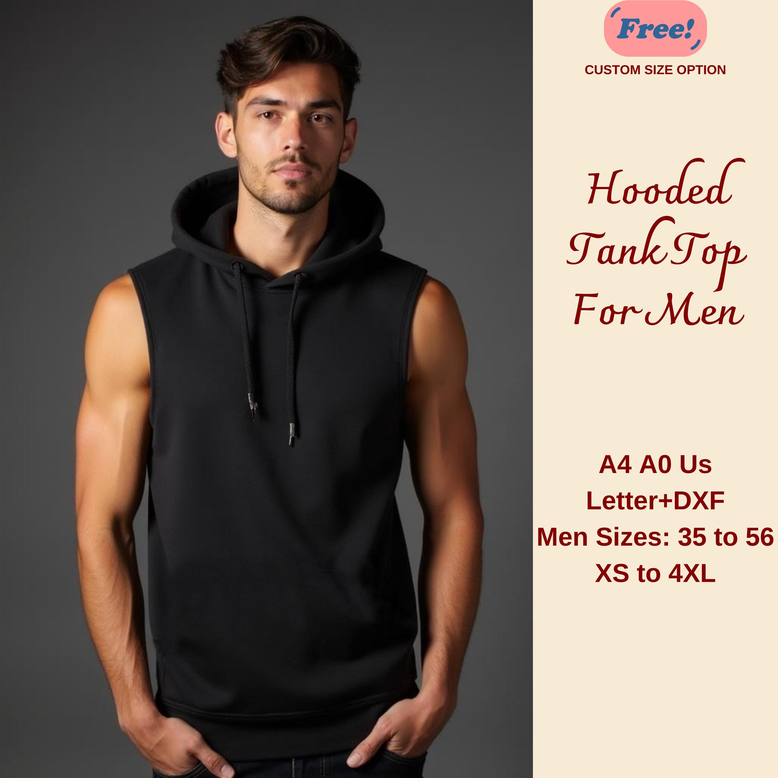 Hooded Tank Top Sewing Pattern for Men, Men's Gym Tank Top