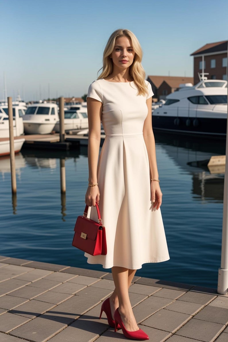Boat Neck Midi Summer Dress Sewing Pattern, Easy Dress Pattern, Evening Dress, Cocktail Dress, Circle Dress Pattern, Prom Dress, XS-4XL image 3