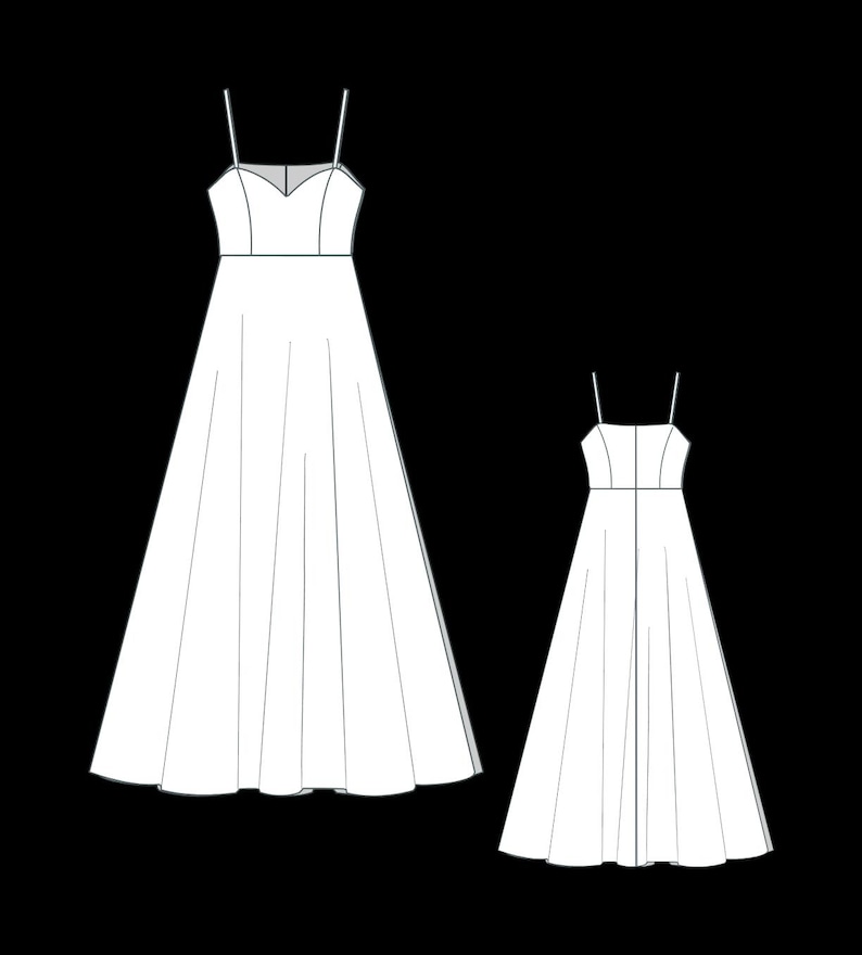 May include: Two white sleeveless dresses with a simple, elegant design. The dress on the left has a sweetheart neckline, while the dress on the right has a square neckline.