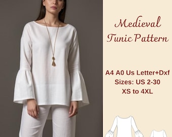 Medieval Tunic Sewing Pattern: Bohemian Cosplay, XS-4XL (PDF Pattern)
