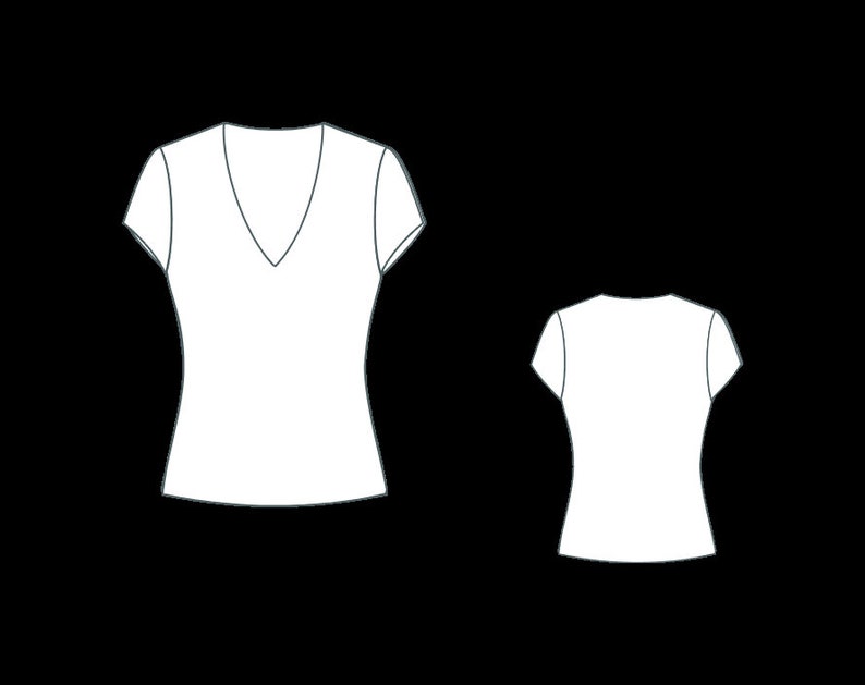 May include: A white v-neck t-shirt with short sleeves. The shirt is shown from the front and back.