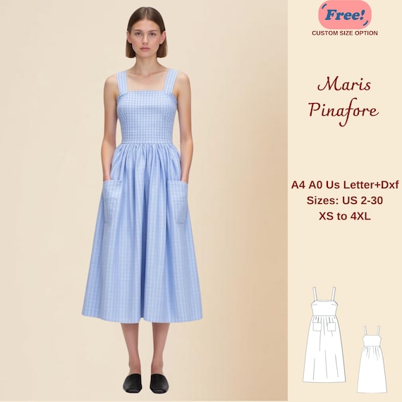 Maris Pinafore Sewing Pattern: Linen Gingham Dress (XS-4XL) (PDF Pattern) -  Etsy Canada