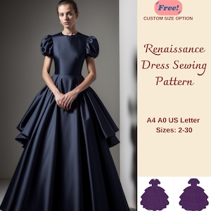 Renaissance Cosplay Dress Pattern: Medieval Fairy, Regency, Victorian (XS-4XL) (Digital Download