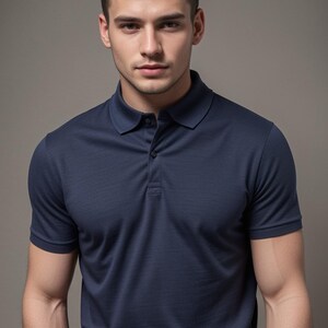 Pu&ograve; includere: Una polo a maniche corte blu navy con colletto abbottonato.
