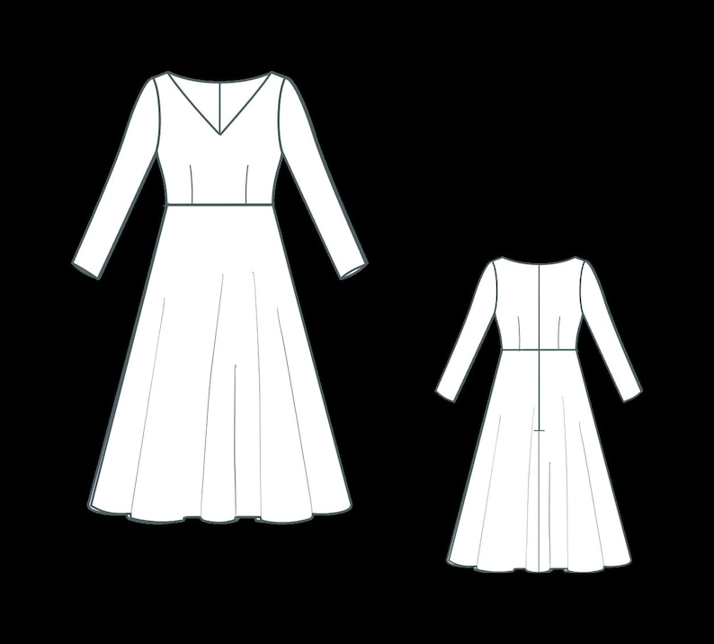 Mönster för vintage gotisk midiklänning, häxklänning, klänningsmönster med v-ringning, medeltida cosplay-klänning, midibalklänning, XS-4XL bild 2