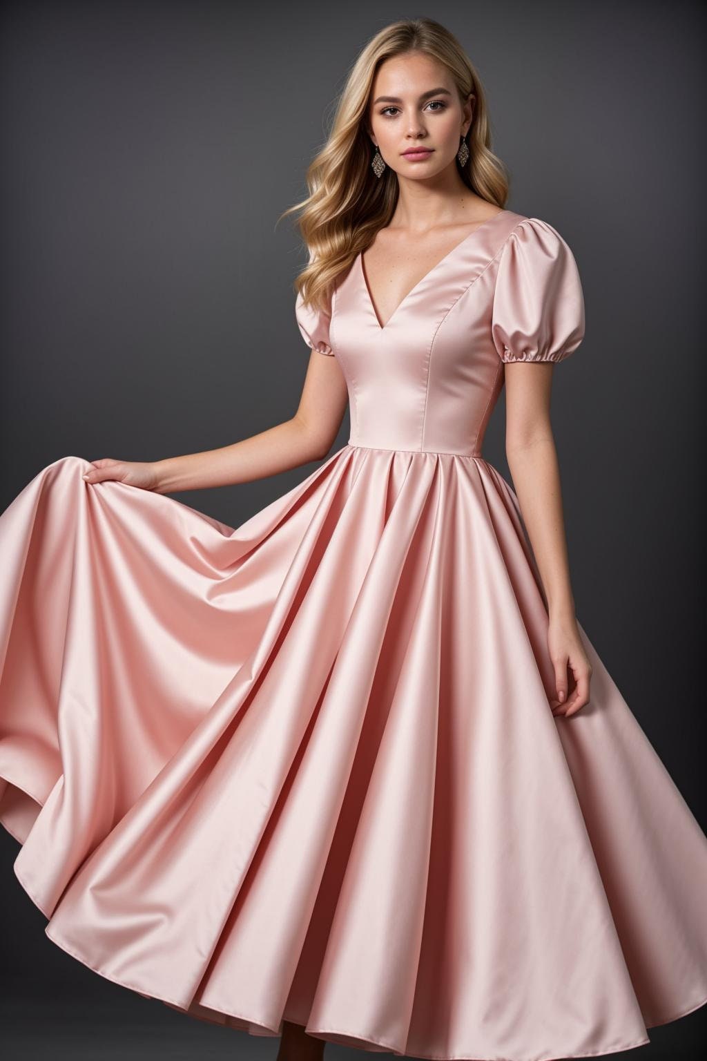 graduation convocation dress Shiny V Neck Puffy Long Purple Prom Dresses, V Neck Purle Formal Gradu –  Shiny Party main image 0