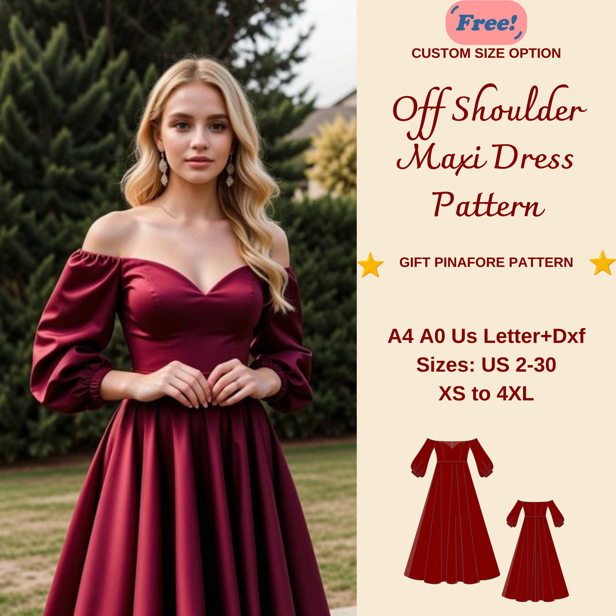 off the shoulder long sleeve dress pattern Evyn Dress/Top PDF Pattern